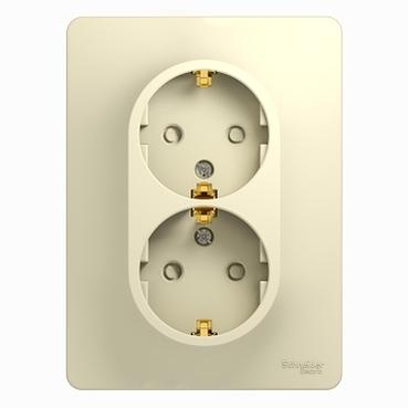 Systeme electric GSL000226 GLOSSA РОЗЕТКА двойная с заземлением со шторками, 16А, в сборе, БЕЖЕВЫЙ фото 4