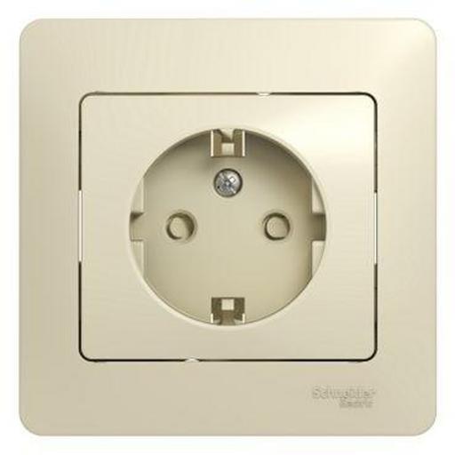 Systeme electric GSL000244 GLOSSA РОЗЕТКА с заземлением со шторками, 16А, в сборе, БЕЖЕВЫЙ фото 1
