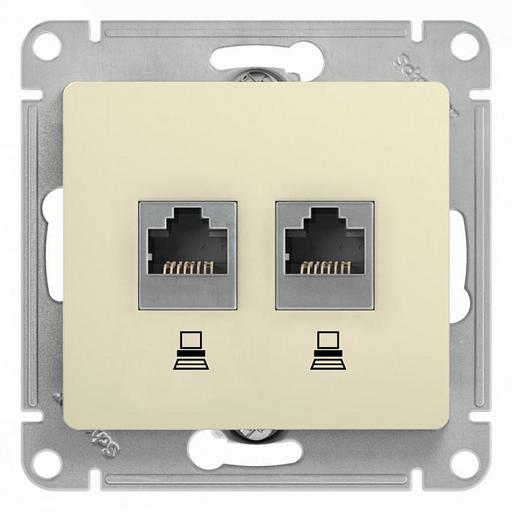 Systeme electric GSL000285KK GLOSSA РОЗЕТКА двойная компьютерная RJ45+RJ45, кат.5E, механизм, БЕЖЕВЫЙ фото 1