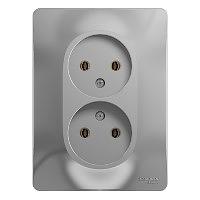 Systeme electric GSL000320 GLOSSA РОЗЕТКА двойная без заземления,16А, в сборе, АЛЮМИНИЙ фото 5