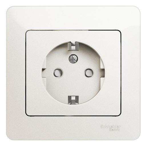 Systeme electric GSL000644 GLOSSA РОЗЕТКА с заземлением со шторками, в сборе, ПЕРЛАМУТР фото 1