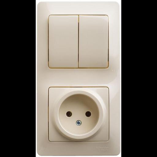 Systeme electric GSL000272 GLOSSA БЛОК: РОЗЕТКА + 2-клавишный ВЫКЛЮЧАТЕЛЬ БЕЖЕВЫЙ фото 1