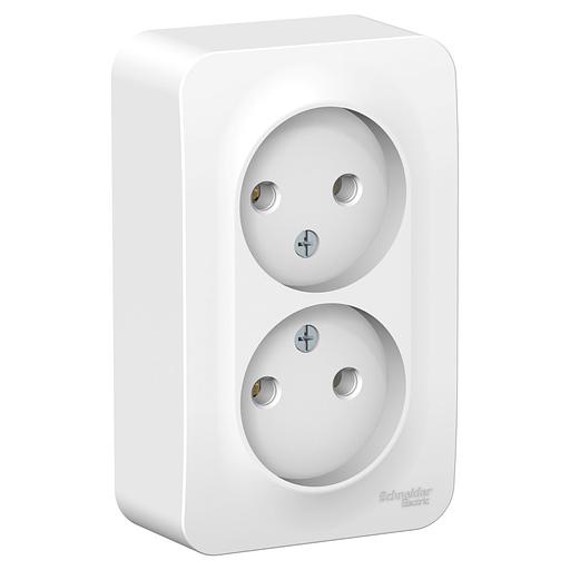 Systeme electric BLNRA000201 BLANCA О/У РОЗЕТКА двойная без заземления без шторок, 16А, 250В, БЕЛЫЙ фото 1