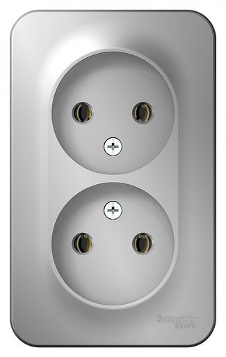 Systeme electric BLNRA000203 BLANCA О/У РОЗЕТКА двойная без заземления без штор., 16А, 250В, АЛЮМИНИЙ фото 3