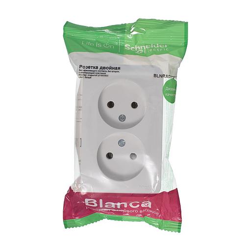 Systeme electric BLNRA000211 BLANCA О/У РОЗЕТКА двойная без заземл. без шт. ИЗОЛ.ПЛ., 16А, 250В, БЕЛЫЙ фото 2