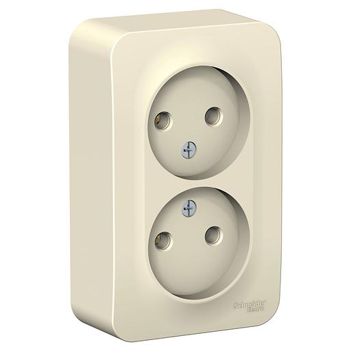 Systeme electric BLNRA000212 BLANCA О/У РОЗЕТКА двойная без зазем. без штор. ИЗОЛ.ПЛ., 16А, 250В, МОЛОЧНЫЙ фото 1