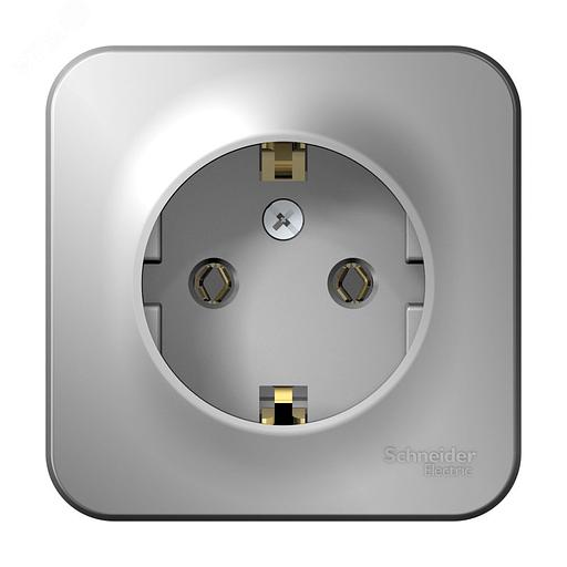 Systeme electric BLNRA010113 BLANCA О/У РОЗЕТКА с заземлением без штор. ИЗОЛ.ПЛ., 16А, 250В, АЛЮМИНИЙ фото 2