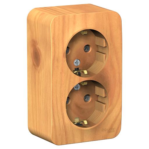 Systeme electric BLNRA010215 BLANCA О/У РОЗЕТКА двойная с заземл. без штор. ИЗОЛ.ПЛ.,16А, 250В, ЯСЕНЬ фото 1