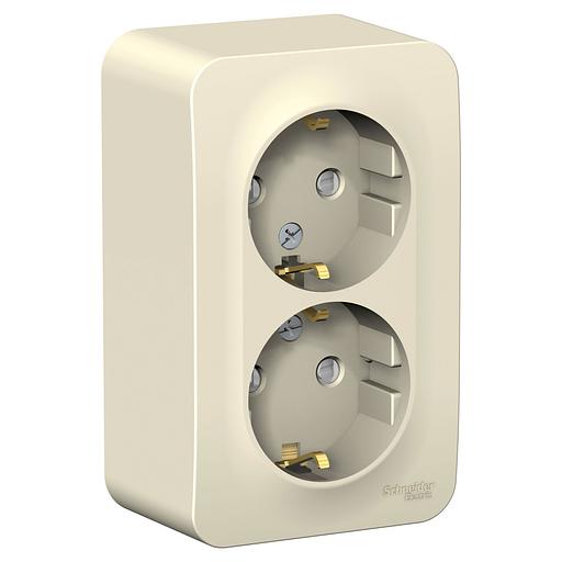 Systeme electric BLNRA011212 BLANCA О/У РОЗЕТКА двойная с заземл. со шт. ИЗОЛ.ПЛ.,16А, 250В, МОЛОЧНЫЙ фото 1