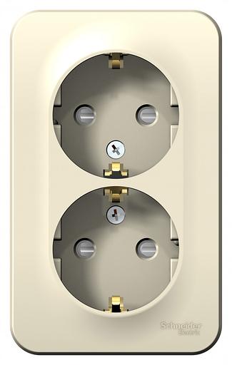 Systeme electric BLNRA011212 BLANCA О/У РОЗЕТКА двойная с заземл. со шт. ИЗОЛ.ПЛ.,16А, 250В, МОЛОЧНЫЙ фото 2
