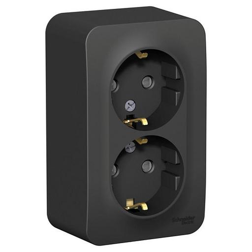 Systeme electric BLNRA011216 BLANCA О/У РОЗЕТКА двойная с заземл. со шторк. ИЗОЛ.ПЛ.,16А,250В,АНТРАЦИТ фото 1