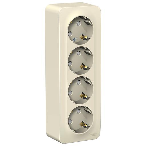 Systeme electric BLNRA011412 BLANCA О/У РОЗЕТКА 4-я с заземл. со шторк. ИЗОЛ.ПЛ.,16А, 250В, МОЛОЧНЫЙ фото 1