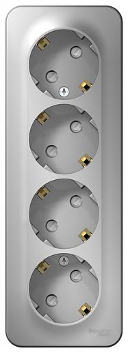 Systeme electric BLNRA011413 BLANCA О/У РОЗЕТКА 4-я с заземл. со шторк. ИЗОЛ.ПЛ.,16А, 250В, АЛЮМИНИЙ фото 3