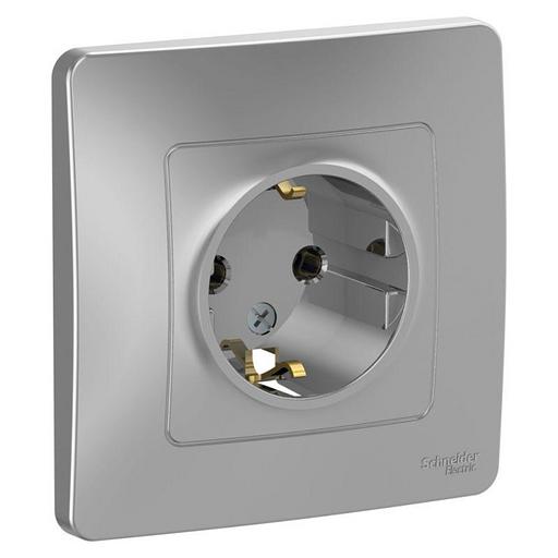 Systeme electric BLNRS001013 BLANCA С/У РОЗЕТКА с заземлением без шторок, 16А, 250В, АЛЮМИНИЙ фото 1