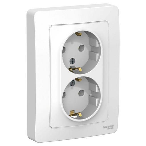 Systeme electric BLNRS001021 BLANCA С/У РОЗЕТКА двойная с заземлением без шторок, 16А, 250В, БЕЛЫЙ фото 1
