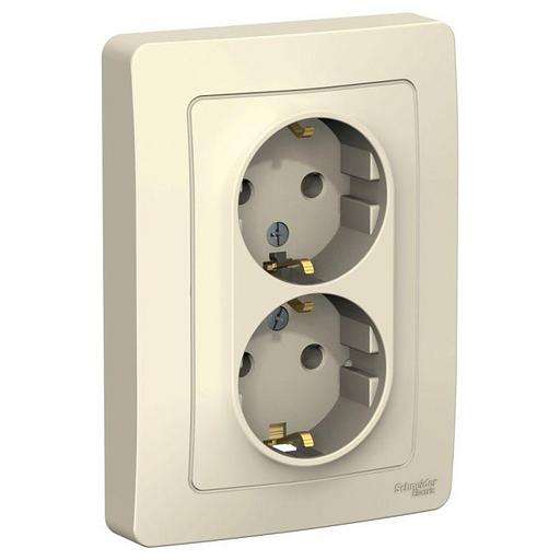 Systeme electric BLNRS001022 BLANCA С/У РОЗЕТКА двойная с заземлением без шторок, 16А, 250В, МОЛОЧНЫЙ фото 1