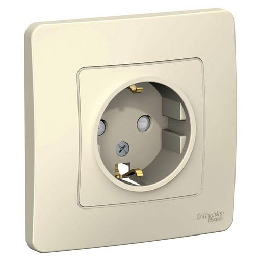 Systeme electric BLNRS001112 BLANCA С/У РОЗЕТКА с заземлением со шторками, 16А, 250В, МОЛОЧНЫЙ фото 1