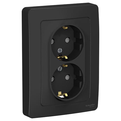 Systeme electric BLNRS001126 BLANCA С/У РОЗЕТКА двойная с заземлением со шторк., 16А, 250В, АНТРАЦИТ фото 2