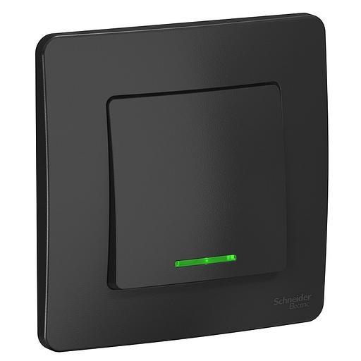 Systeme electric BLNVS010116 BLANCA С/У 1-клавишный ВЫКЛЮЧАТЕЛЬ ( c х.1) с подсв., 10А, 250B, АНТРАЦИТ фото 1