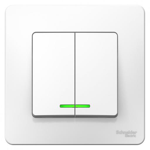 Systeme electric BLNVS010511 BLANCA С/У 2-клавишный ВЫКЛЮЧАТЕЛЬ ( c х.5) с подсветкой, 10А, 250B, БЕЛЫЙ фото 1