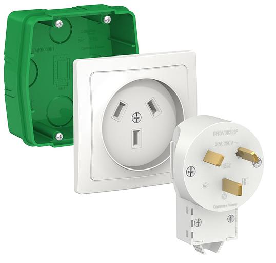 Systeme electric BLNSK013231 BLANCA СИЛОВОЙ КОМПЛЕКТ 32 А, 250 В: розетка, вилка, монтажная коробка, БЕЛЫЙ фото 1