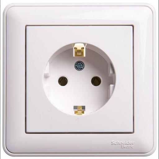 Systeme electric RS16-154-18 W59 РОЗЕТКА с заземлением без шторок, 16А, в сборе, БЕЛЫЙ фото 1