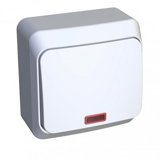 Systeme electric BA10-005B ЭТЮД О/У 1-клавишный ВЫКЛЮЧАТЕЛЬ с подсветкой 10 АХ, БЕЛЫЙ, Россия фото 1