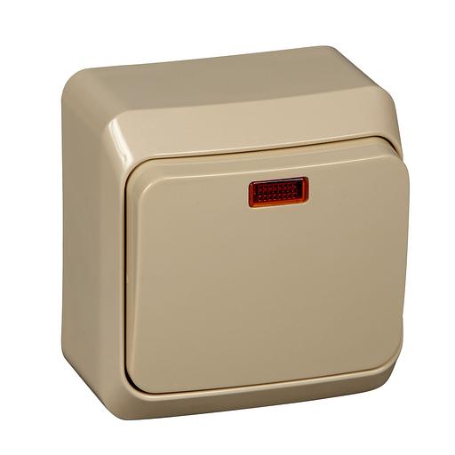 Systeme electric BA10-005K ЭТЮД О/У 1-клавишный ВЫКЛЮЧАТЕЛЬ с подсветкой 10 АХ, КРЕМОВЫЙ, Россия фото 2