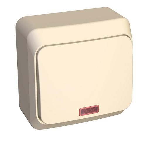 Systeme electric BA10-005K ЭТЮД О/У 1-клавишный ВЫКЛЮЧАТЕЛЬ с подсветкой 10 АХ, КРЕМОВЫЙ, Россия фото 3