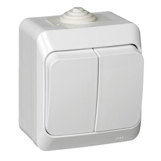 Systeme electric BA10-042B ЭТЮД IP44 О/У 2-клавишный ВЫКЛЮЧАТЕЛЬ 10 АХ, БЕЛЫЙ, Россия фото 1