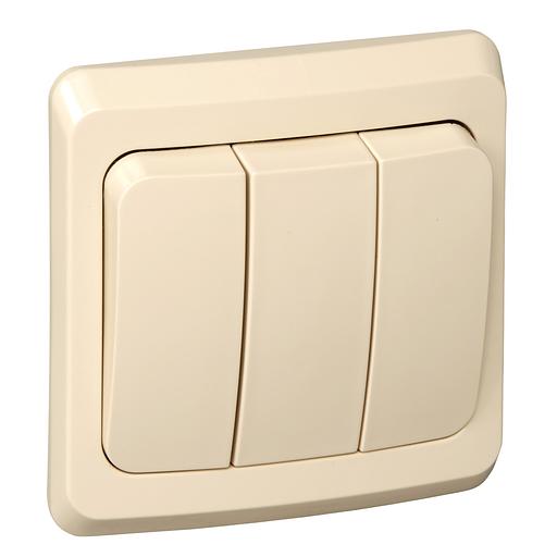 Systeme electric BC10-003K ЭТЮД С/У 3-клавишный ВЫКЛЮЧАТЕЛЬ 10 АХ, КРЕМОВЫЙ, Россия фото 2