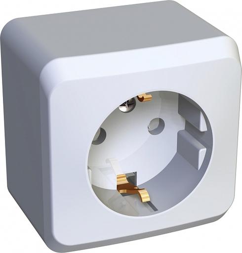 Systeme electric PA16-004B ЭТЮД О/У РОЗЕТКА с заземлением со шторками 16А 250B, белый, Россия фото 1