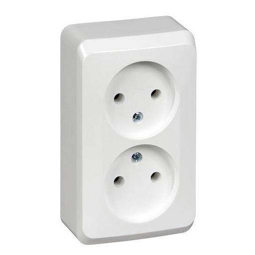 Systeme electric PA16-005B ЭТЮД О/У двойная РОЗЕТКА без заземления без шторок 16А 250B, БЕЛЫЙ, Россия фото 1