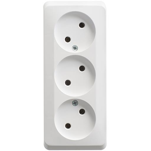 Systeme electric PA16-009B ЭТЮД O/У тройная РОЗЕТКА без заземления без шторок 16А 250B, БЕЛЫЙ, Россия фото 1