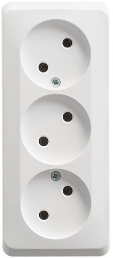 Systeme electric PA16-009B ЭТЮД O/У тройная РОЗЕТКА без заземления без шторок 16А 250B, БЕЛЫЙ, Россия фото 3
