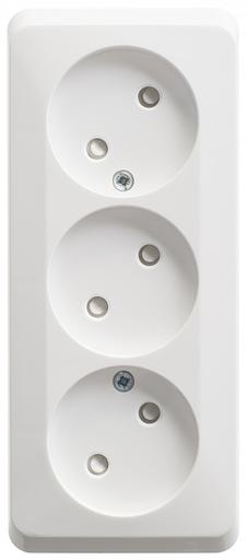 Systeme electric PA16-010B ЭТЮД O/У тройная РОЗЕТКА без заземления со штороками 16А 250B, БЕЛЫЙ, Россия фото 1