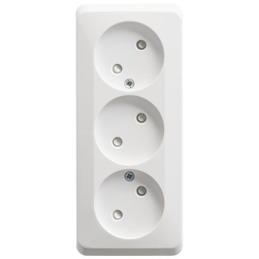 Systeme electric PA16-010B ЭТЮД O/У тройная РОЗЕТКА без заземления со штороками 16А 250B, БЕЛЫЙ, Россия фото 3