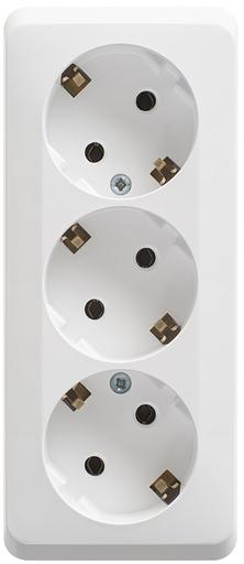 Systeme electric PA16-011B ЭТЮД O/У тройная РОЗЕТКА с заземлением без шторок 16А 250B, БЕЛЫЙ, Россия фото 4