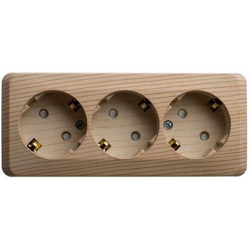 Systeme electric PA16-012D ЭТЮД O/У тройная РОЗЕТКА с заземлением со шторками 16А 250B, СОСНА, Россия фото 1