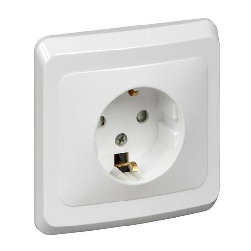 Systeme electric PC16-004B ЭТЮД С/У РОЗЕТКА с заземлением со штороками 16А 250B, БЕЛЫЙ, Россия фото 1