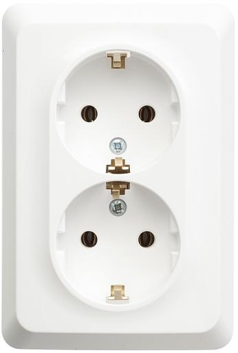 Systeme electric PC16-107B ЭТЮД С/У двойная РОЗЕТКА с заземлением без шторок 16А 250B, БЕЛЫЙ, Россия фото 3