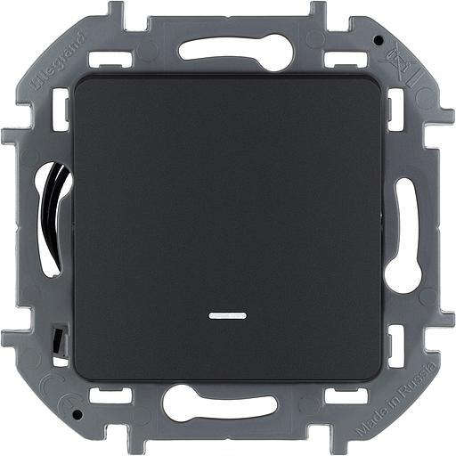 Legrand 673613 Выключатель одноклавишный с подсветкой/индикацией - INSPIRIA - 10 AX - 250 В~ - антрацит фото 1