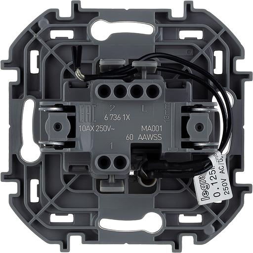 Legrand 673613 Выключатель одноклавишный с подсветкой/индикацией - INSPIRIA - 10 AX - 250 В~ - антрацит фото 2