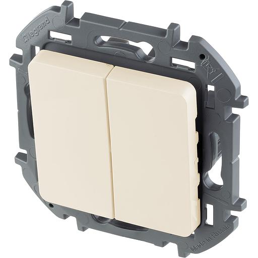 Legrand 673621 Выключатель двухклавишный - INSPIRIA - 10 AX - 250 В~ - слоновая кость фото 3