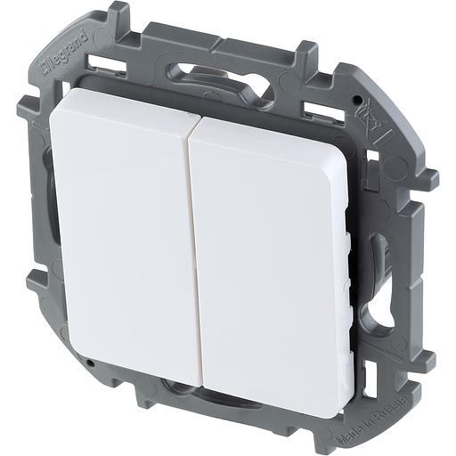 Legrand 673620 Выключатель двухклавишный - INSPIRIA - 10 AX - 250 В~ - белый фото 3
