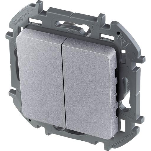 Legrand 673622 Выключатель двухклавишный - INSPIRIA - 10 AX - 250 В~ - алюминий фото 3