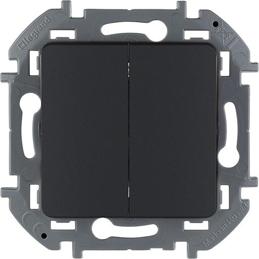 Legrand 673623 Выключатель двухклавишный - INSPIRIA - 10 AX - 250 В~ - антрацит фото 1