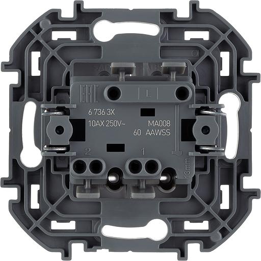 Legrand 673630 Выключатель двухклавишный с подсветкой/индикацией - INSPIRIA - 10 AX - 250 В~ - белый фото 2