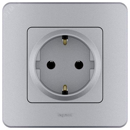 Legrand 673722 Розетка 2К+З - немецкий стандарт - 16 А - 250 В~ - INSPIRIA - алюминий фото 4