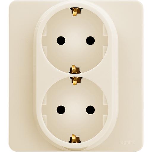 Legrand 673751 Розетка 2 x 2К+З - немецкий стандарт - 16 А - 250 В~ - INSPIRIA - слоновая кость фото 1